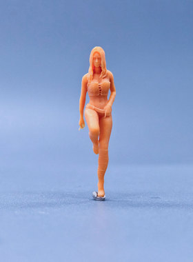 SuperGe1/64白模人偶靠姿长发持烟女写实人物直接上色S019