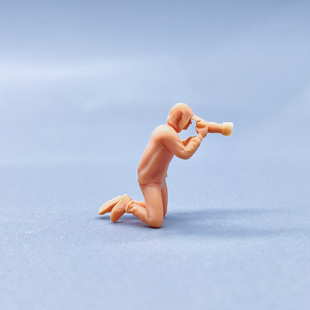 64人偶1 43微缩白模跪姿长头相机摄影师T833 嗯哼模型