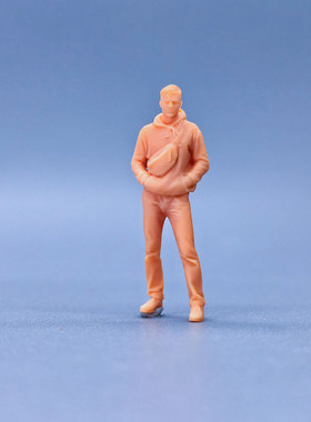 SuperGe1/64白模人偶斜挎包卫衣男可直接上色手工handmadeS331