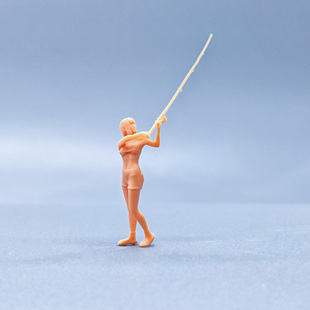 【嗯哼模型】1:64人偶1:43微缩白模性感钓鱼甩杆妹子 V602