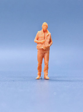 SuperGe1/64白模人偶织帽马甲小伙子可直接上色手工handmadeS505