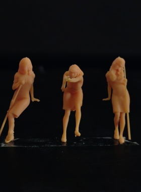 SuperGe1/64白模人偶站姿桌球女击球挨坐姿一体素模直接上色T531