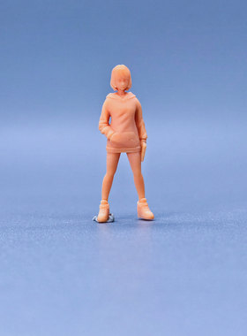 SuperGe1/64白模人偶持枪女孩卡通人物素模直接上色S835