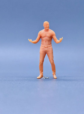 SuperGe1/64白模人偶Rock Man摇滚迷男写实人物直接上色S634