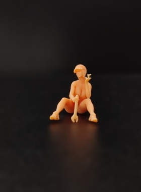 SuperGe1/64白模人偶坐姿维修女工抽素模直接上色T807