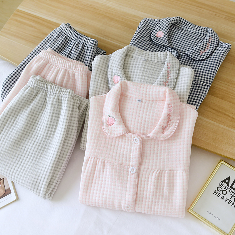 家居服套装冬款空气棉三层保暖