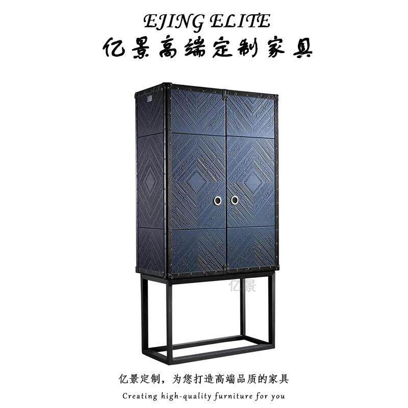 意式轻奢实木酒柜私人别墅高端红酒柜设计师款葡萄酒展示柜存储柜