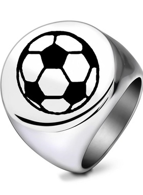 欧美指环珍珠钛钢山峰图案帽子足球太阳月亮黑色椭圆戒指女CG1718