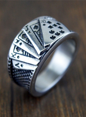 复古五角星钛钢戒指潮男虎头皇冠盾牌童花维京图腾狼人指环STR451