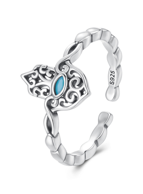 新款通体s925纯银手掌戒指复古风法蒂玛之手开口戒指气质款可调节