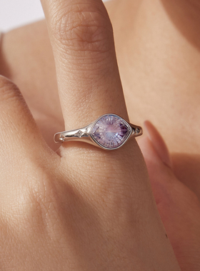 幻彩锆石恶魔之眼开口戒指玫瑰切工艺炫彩s925纯银戒指手饰轻奢女