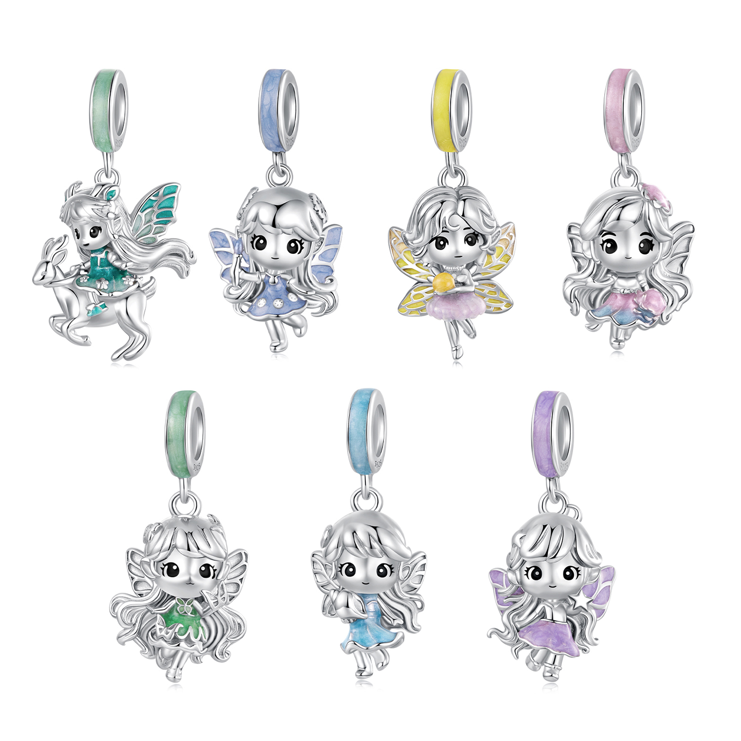 原创s925银守护精灵系列吊坠配件浪漫通话森系diy手链串珠精致