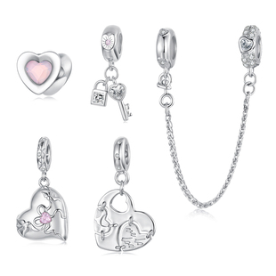 原创情人节爱心钥匙diy吊坠配件浪漫爱情鸟盒子s925银串珠项链女