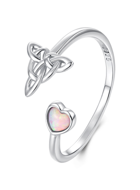 原创澳宝爱心凯尔特结开口戒指经典设计感s925纯银戒指手饰女款