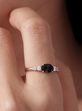 新款s925纯银水草玛瑙戒指优雅复古爪镶玛瑙指环戒指首饰轻奢气质