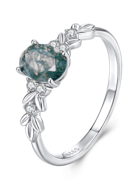 原创s925纯银海草玛瑙戒指女士 复古优雅宫廷风戒指手饰高级感