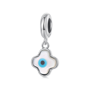 四叶草贝母恶魔眼守护diy吊坠配件s925银幸运串珠饰品项链女挂件