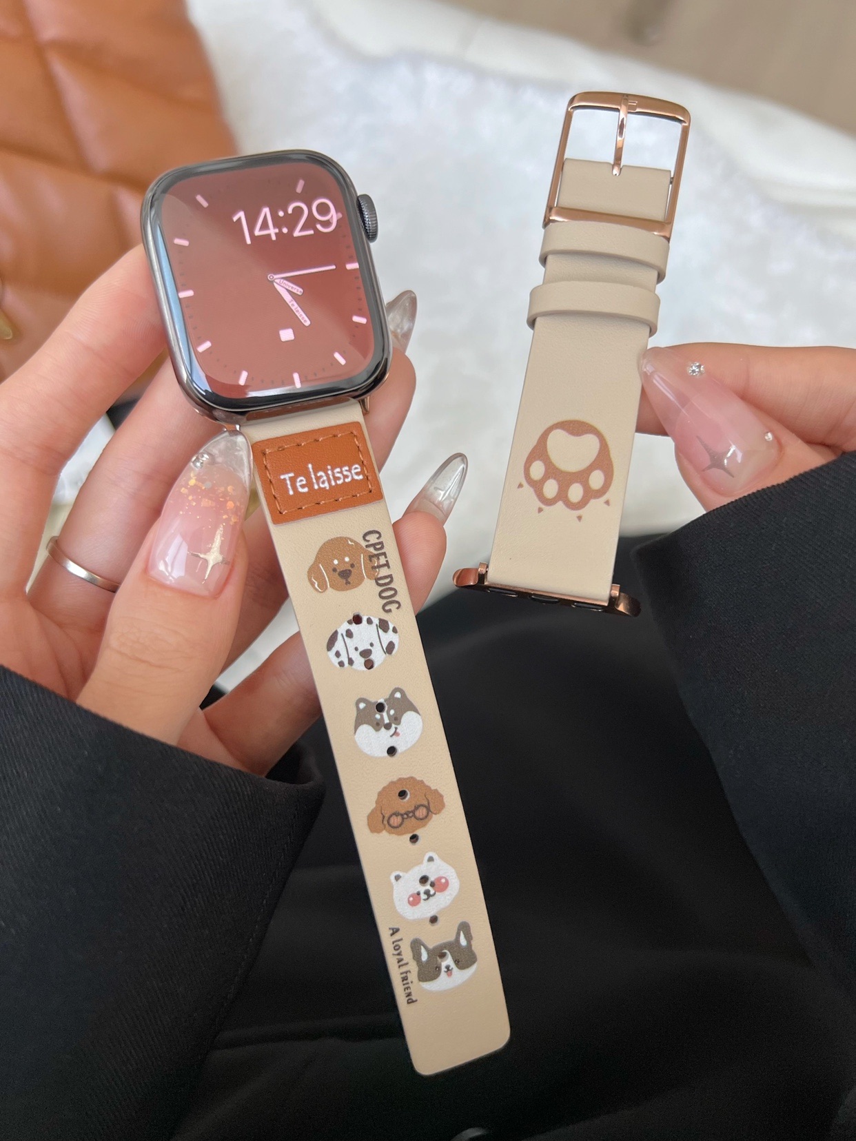 静静的表带真皮印花可爱猫狗原创