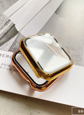 适用于Applewatch9电镀金属色系iwatch9保护钢化膜表壳防摔5678代