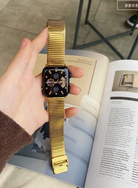 自用推荐质感不锈钢不掉色金属苹果s9表带适用于applewatch9876se