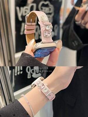 蕾丝星光缎彩钻iwatch静静的表带