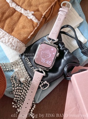 真皮金属细软猫吊坠适用于10applewatch苹果s789代65SE静静的表带