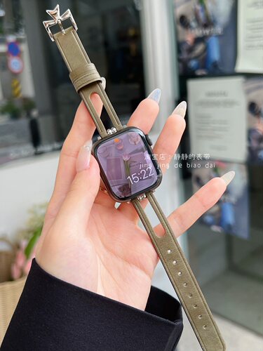 镂空鱼尾细款真皮静静的表带