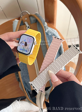 磁吸款硅胶彩色系适用10代applewatch9s87苹果手表SE静静的表带