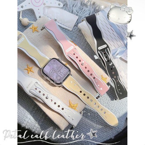 适用iwatch烫银星星双层花瓣表带