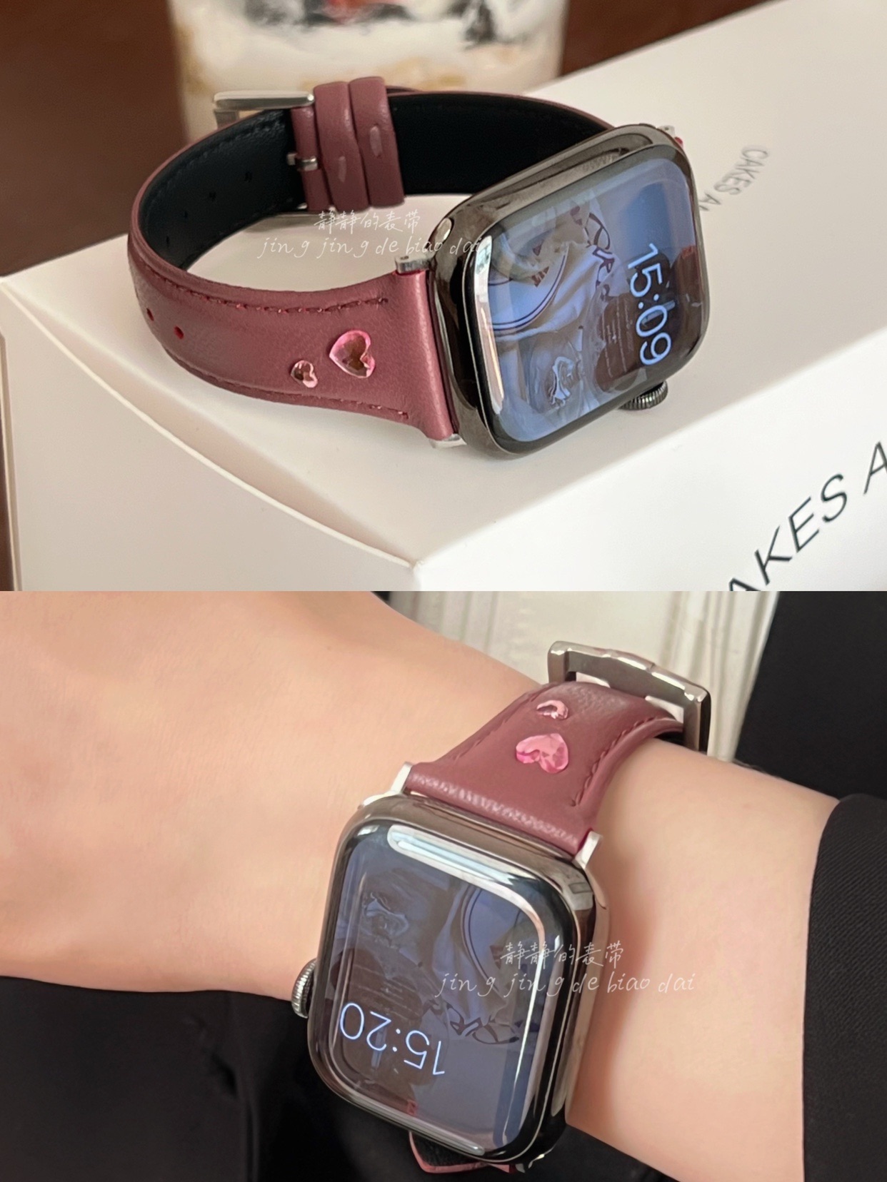 爱心钻小羊皮柔软小蛮腰适用于s978代applewatch9856SE静静的表带 智能设备 智能手表手环表带/腕带 原图主图