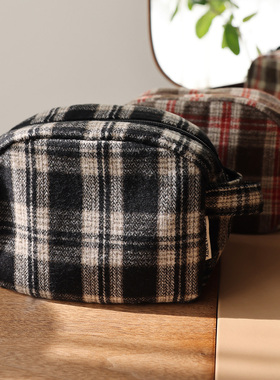 经典格纹大容量化妆包旅行便携多功能内胆包手提拉链洗漱包大号