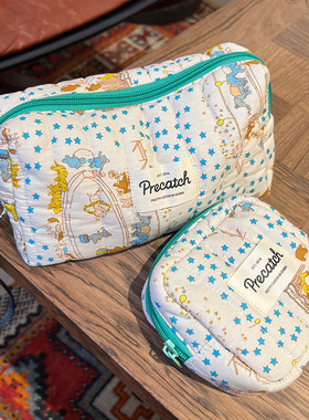 Precatch童话印花帆布化妆包旅行便携护肤品收纳袋手拿包小号新款