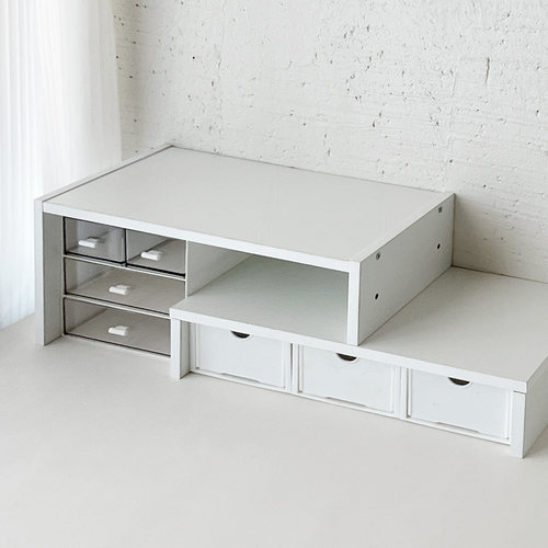 短款二层显示器增高架桌面收纳盒