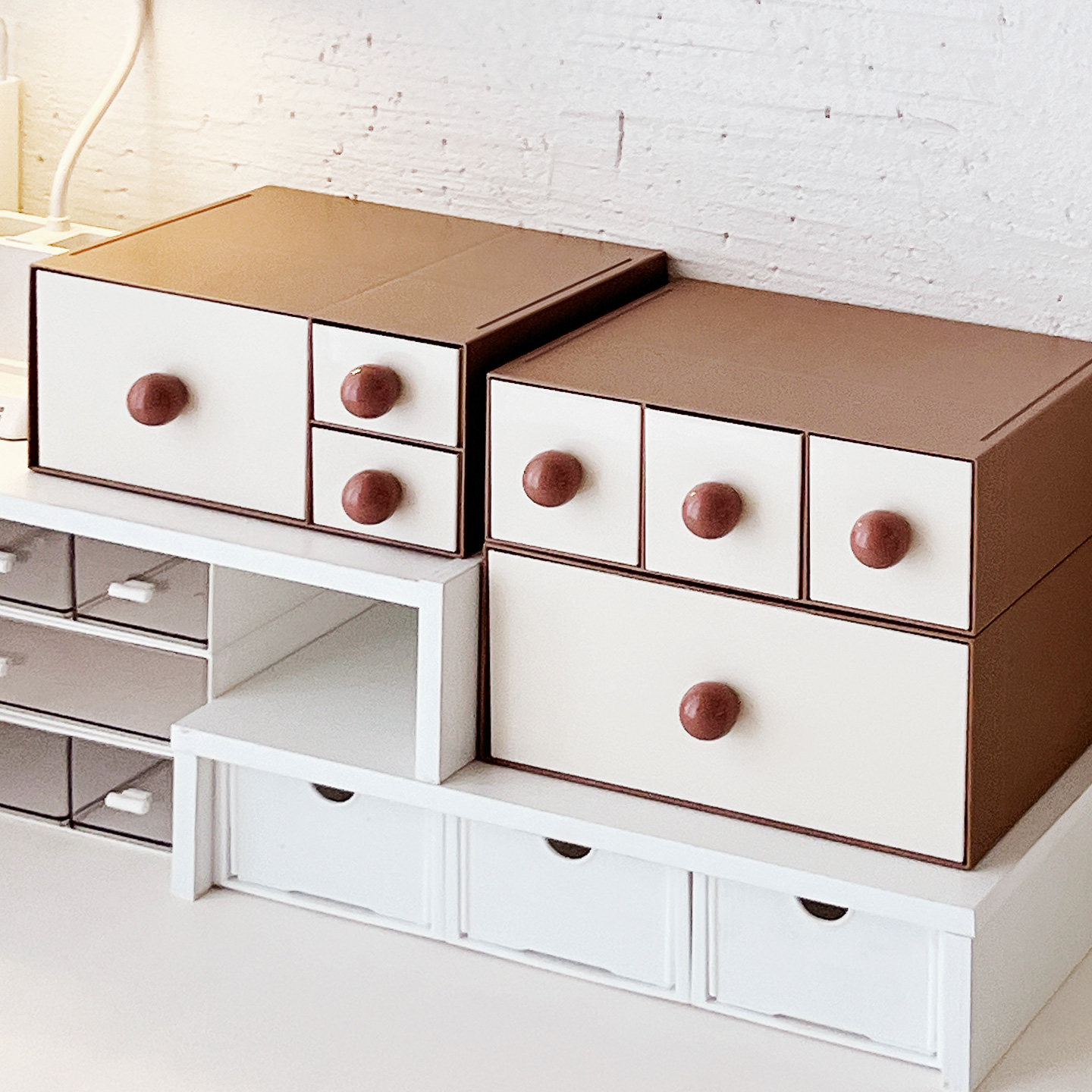 美拉德大容量多层中古桌面收纳盒