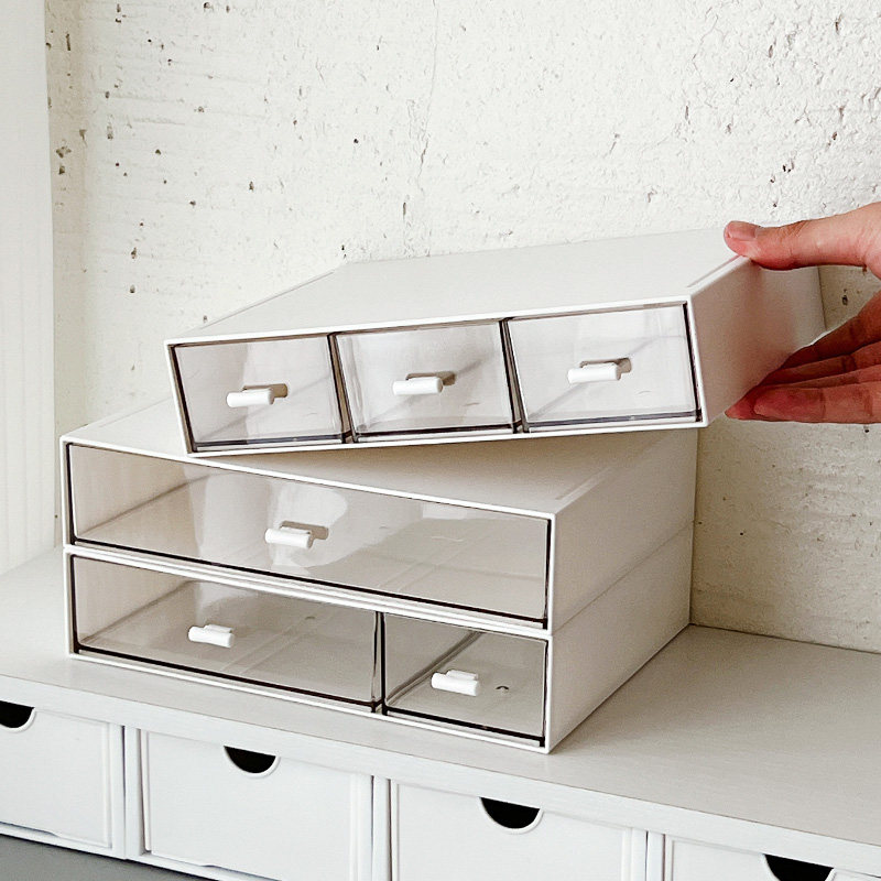 书桌防尘小杂物整理抽屉式桌面收纳盒亚克力办公盒子化妆品置物架