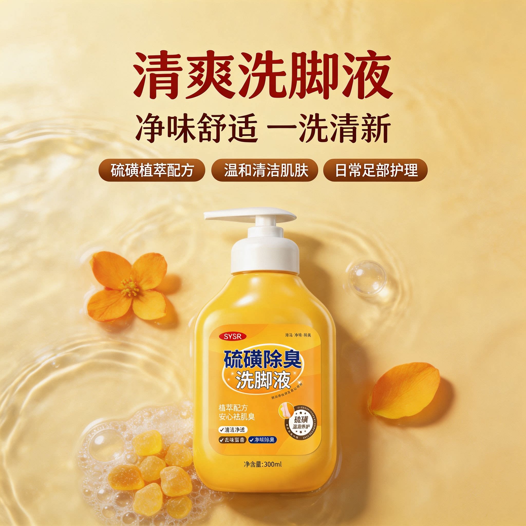 脚臭洗脚液硫磺艾草臭除菌杀去气真脚儿童脱抑皮防出汗菌香氛泡脚