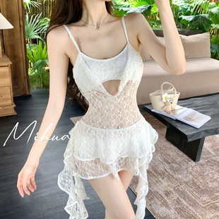 连体遮肚显瘦 纯欲性感裙式 Miss米花 绝美游泳衣女高级感2025新款