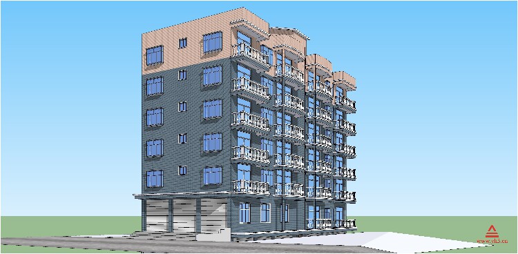 27x10.8 七层自建商品房建筑图纸施工图纸一梯两户三房两厅结构图