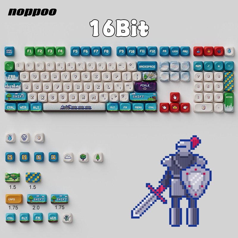 noppoo诺朴热升华键帽全五面16Bit小圆形像素机械键盘键帽原创设