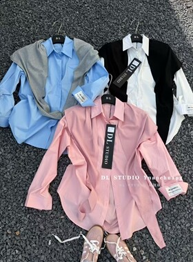 欧洲站东大门2026春季新款贴标披肩翻领衬衫女上衣两件套A10057