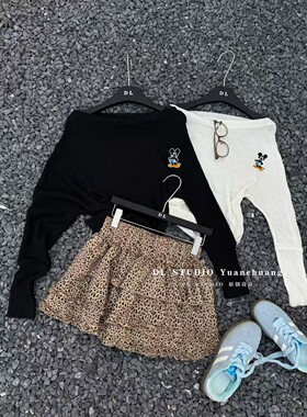 韩版2026春装新款美式宽松休闲米奇印花薄款针织衫上衣女B1128