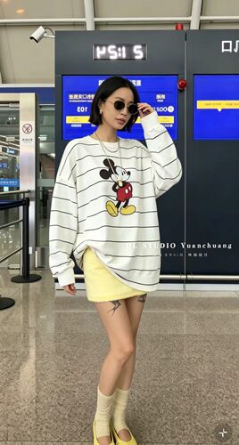 2026夏季新款韩版薄款米奇印花圆领长袖防晒T恤女上衣A10662