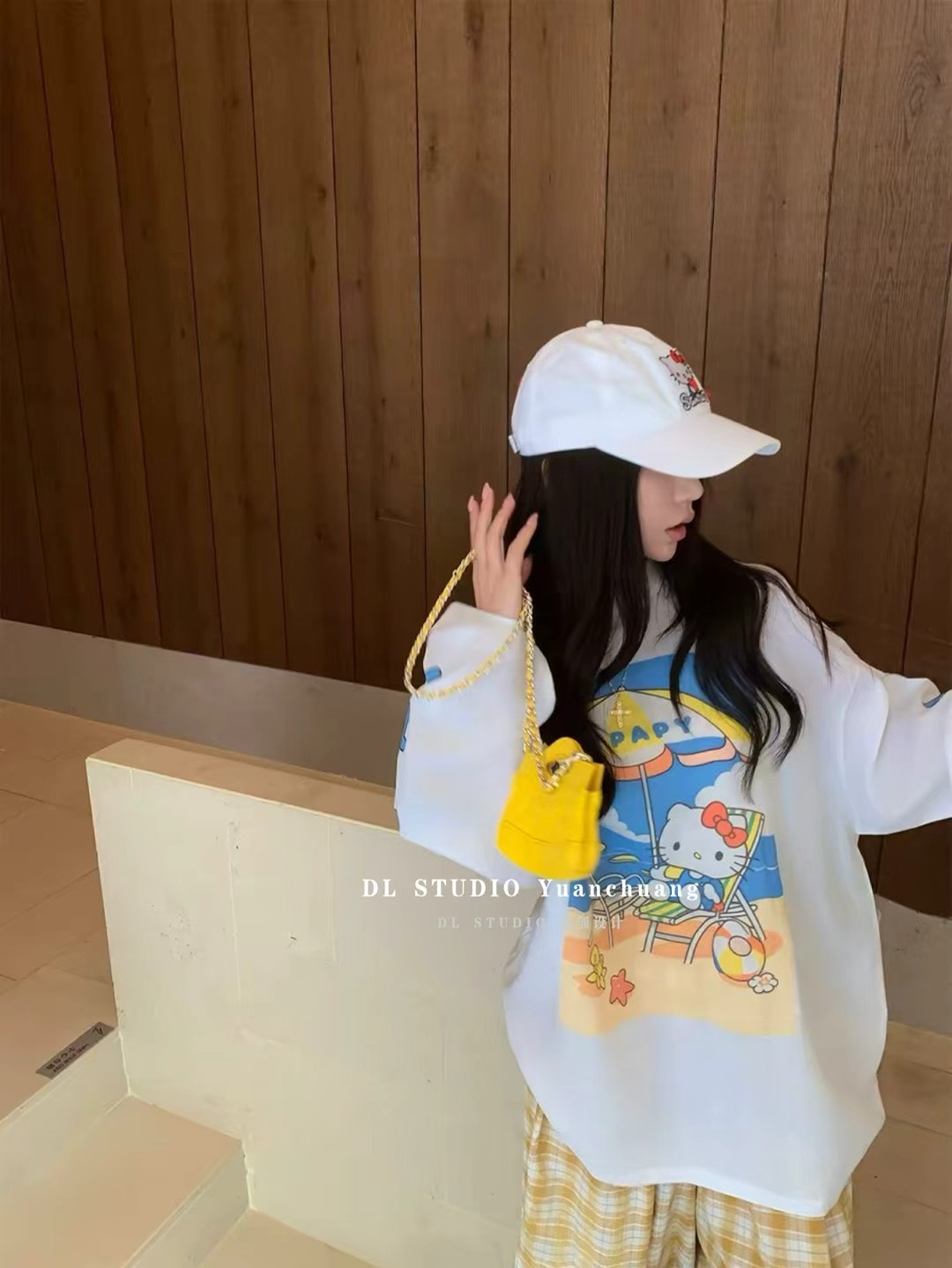 2026夏季新款韩版天丝麻料猫咪印花圆领长袖防晒T恤女上衣A10637