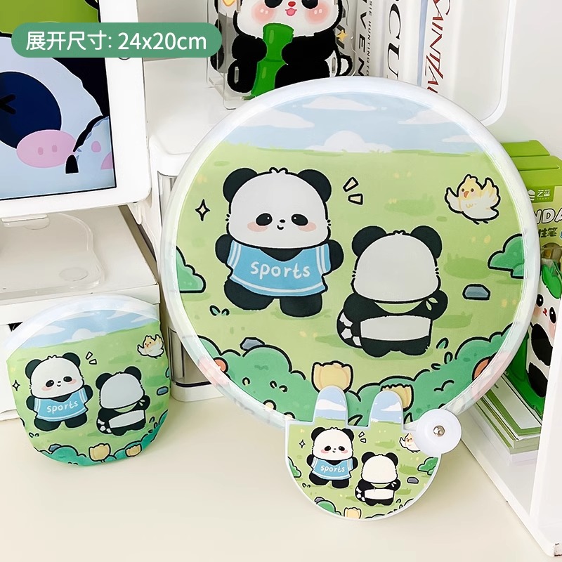 可爱团扇熊猫扇子随身小圆扇便携