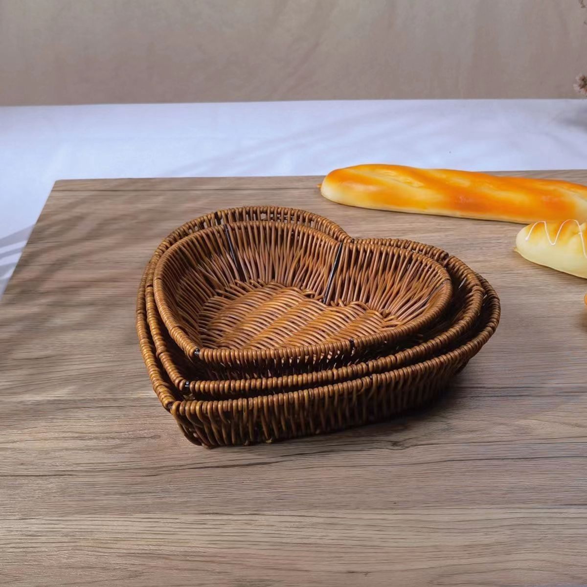 塑料藤 爱心果篮果盘水果筐收纳筐可爱客厅桌面收纳篮,收纳整理,收纳筐,淘宝优惠券,粉丝福利购,淘宝优惠卷