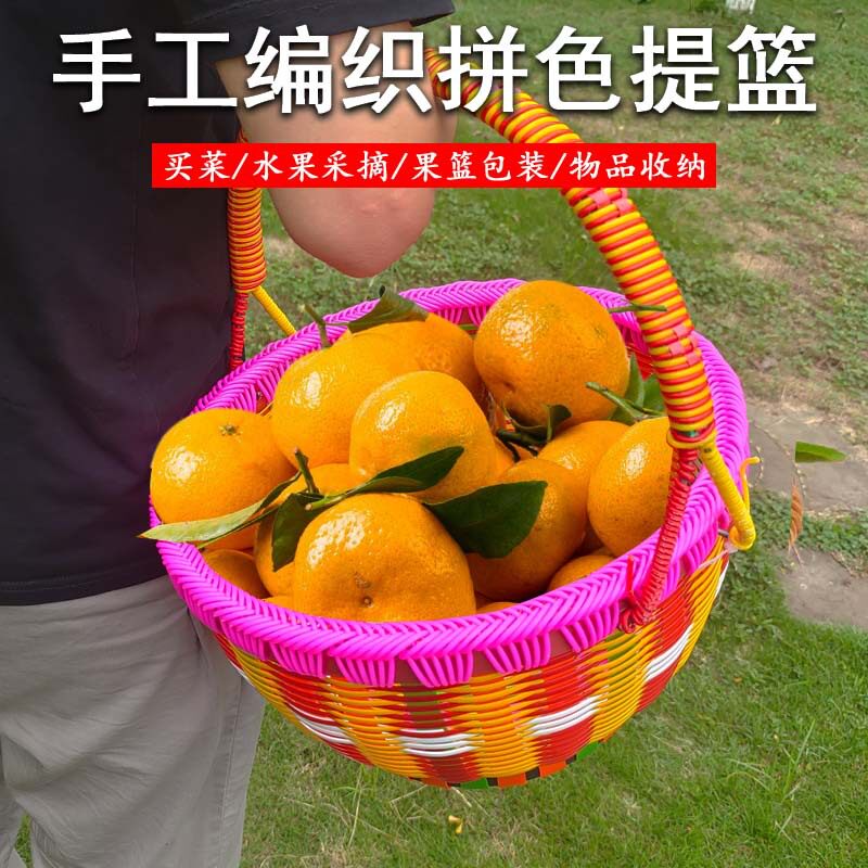 果篮纯手工编织手提蓝塑料蓝鸡蛋