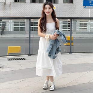 显瘦显高气质甜美风中长款 小个子吊带裙2025新款 连衣裙