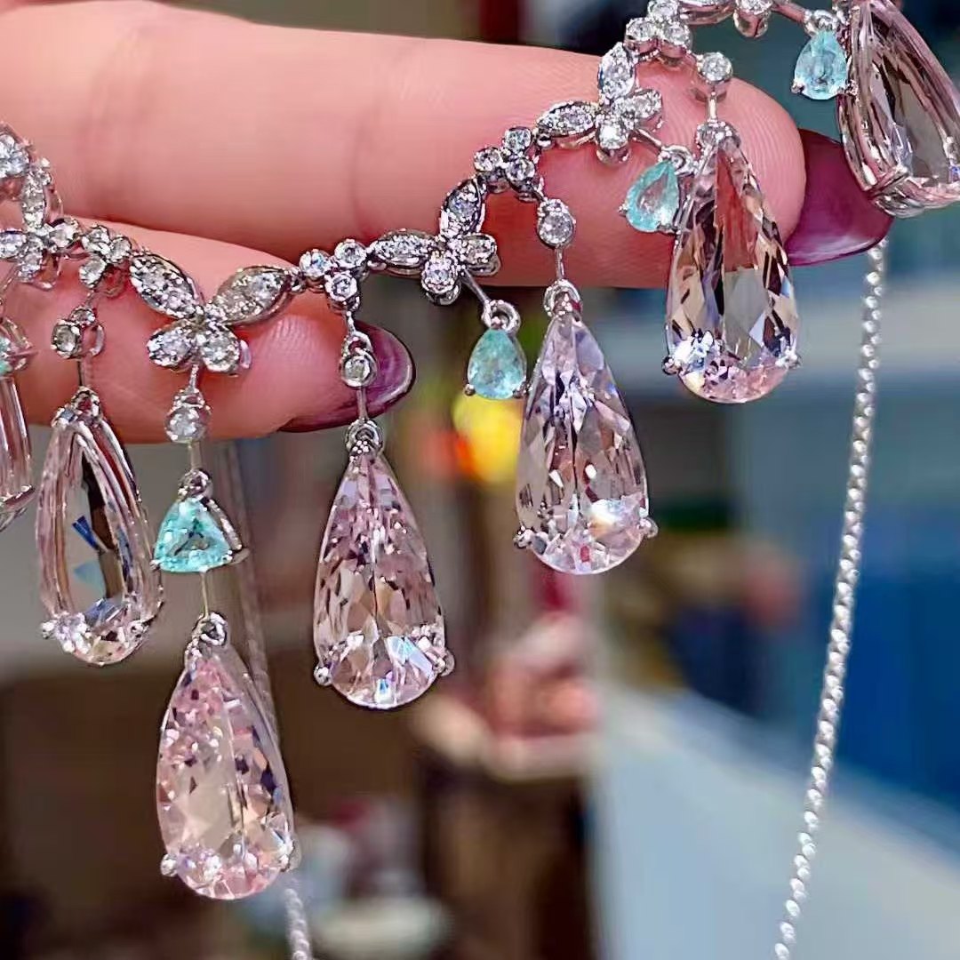 18K金钻石彩宝镶嵌 高品质水滴摩根石项链 主石20.41克拉优雅仙气,珠宝/钻石/翡翠,颈饰,淘宝优惠券,粉丝福利购,淘宝优惠卷