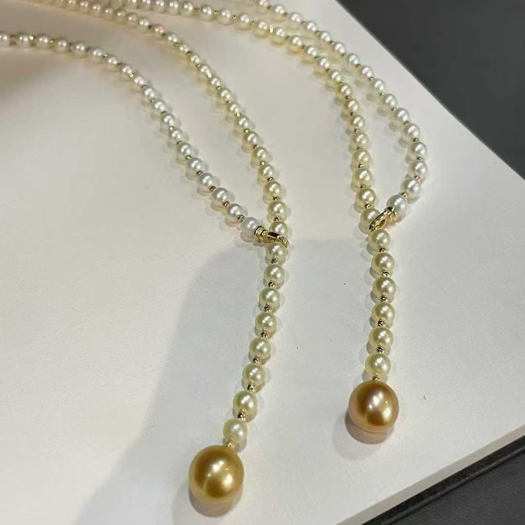 18k金镭射球 金白渐变双色日本Akoya海水珍珠金珠毛衣链4.5-10mm,珠宝/钻石/翡翠,颈饰,淘宝优惠券,粉丝福利购,淘宝优惠卷