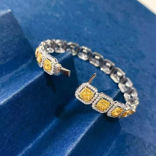 贵妇级别 妥妥 18K金镶嵌3.35克拉黄钻手链 豪华伴钻2.55克拉